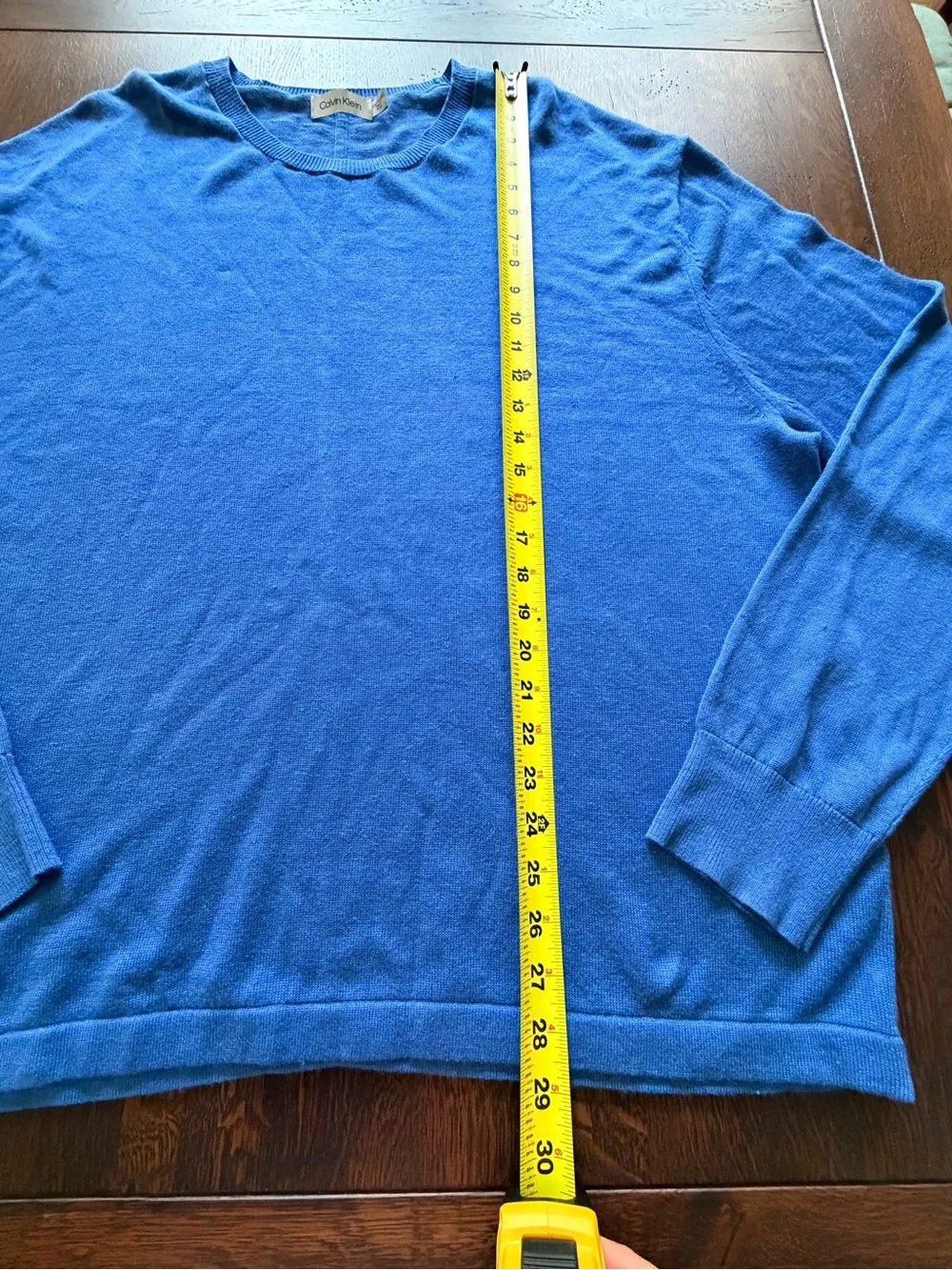 Calvin Klein Men's Royal Blue Linen Blend Crewneck Sweater XXL
